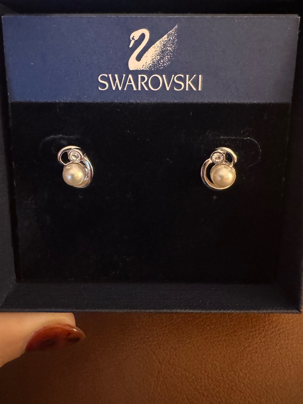 Swarovski Silver Pearl Crystal Stud Earrings